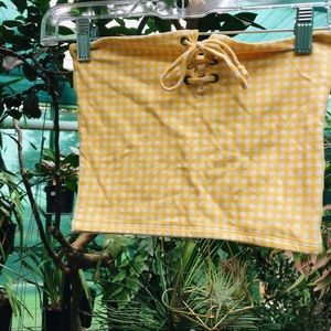 Yellow Gingham Tie Tube Top